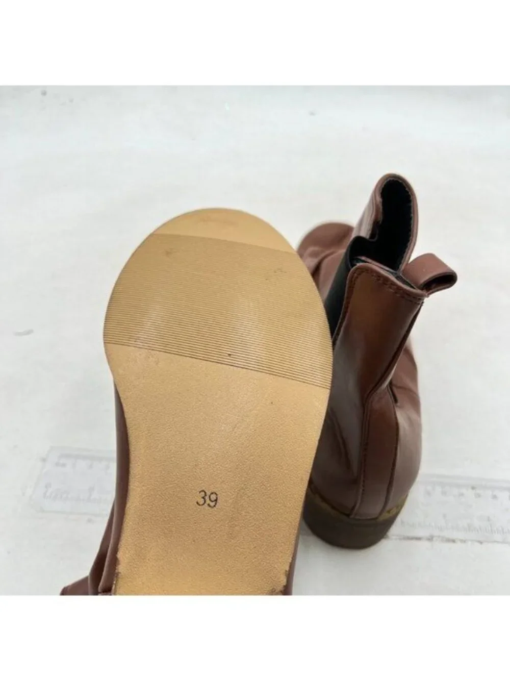 Women's Low Heel Ankle Boots Fashion Slip On Elastic Fall Booties Shoes Brown